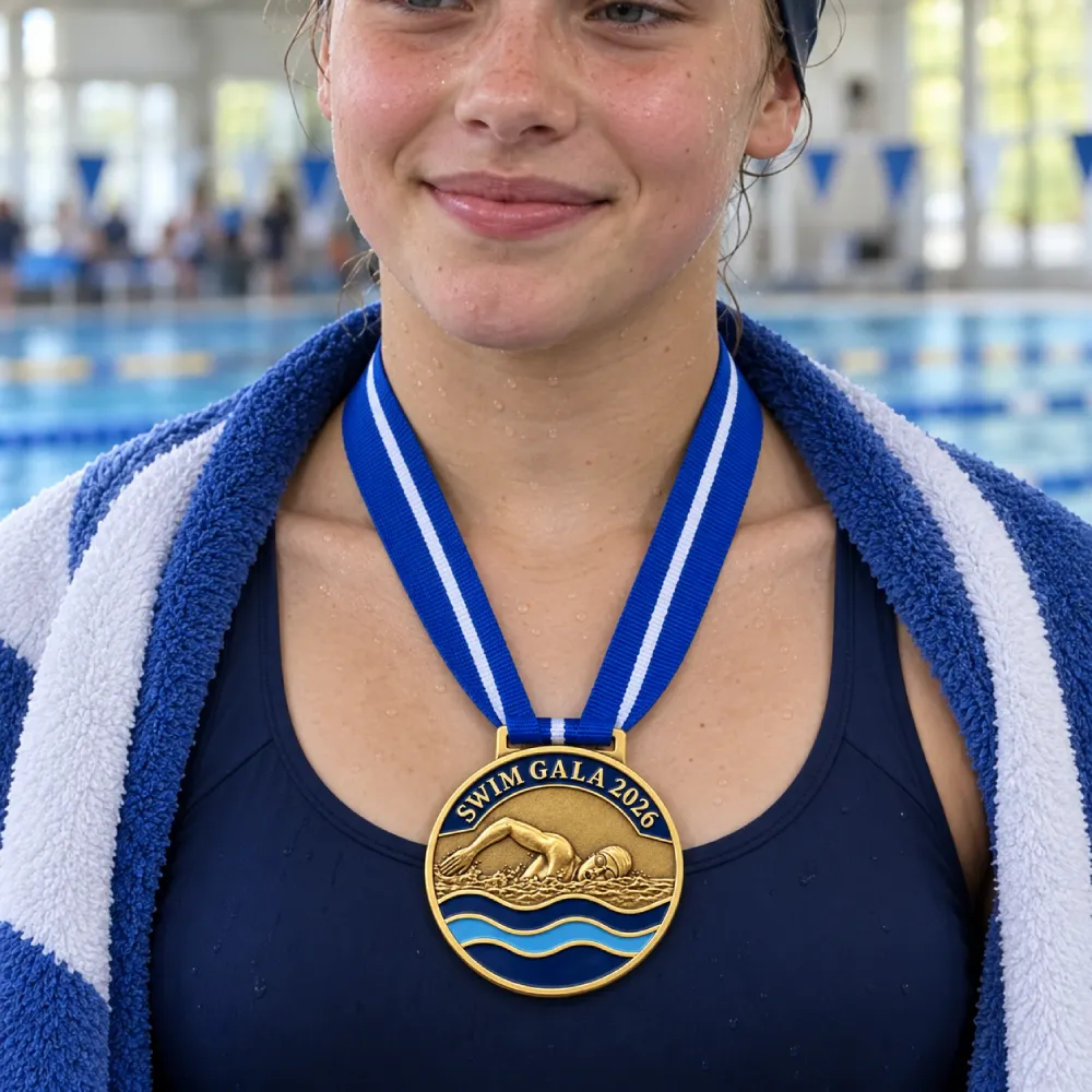 Swim gala — waves cast under the swimmer — worn at the event